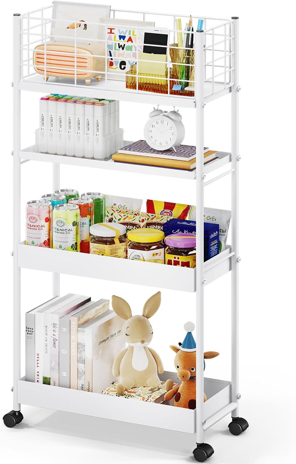 KINGRACK Slim Storage Cart: Versatile 4-Tier Rolling Organizer