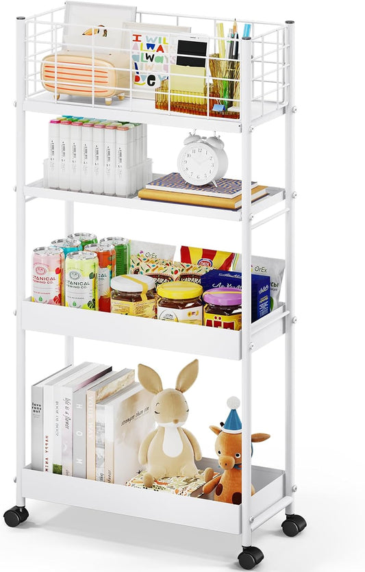 KINGRACK Slim Storage Cart: Versatile 4-Tier Rolling Organizer