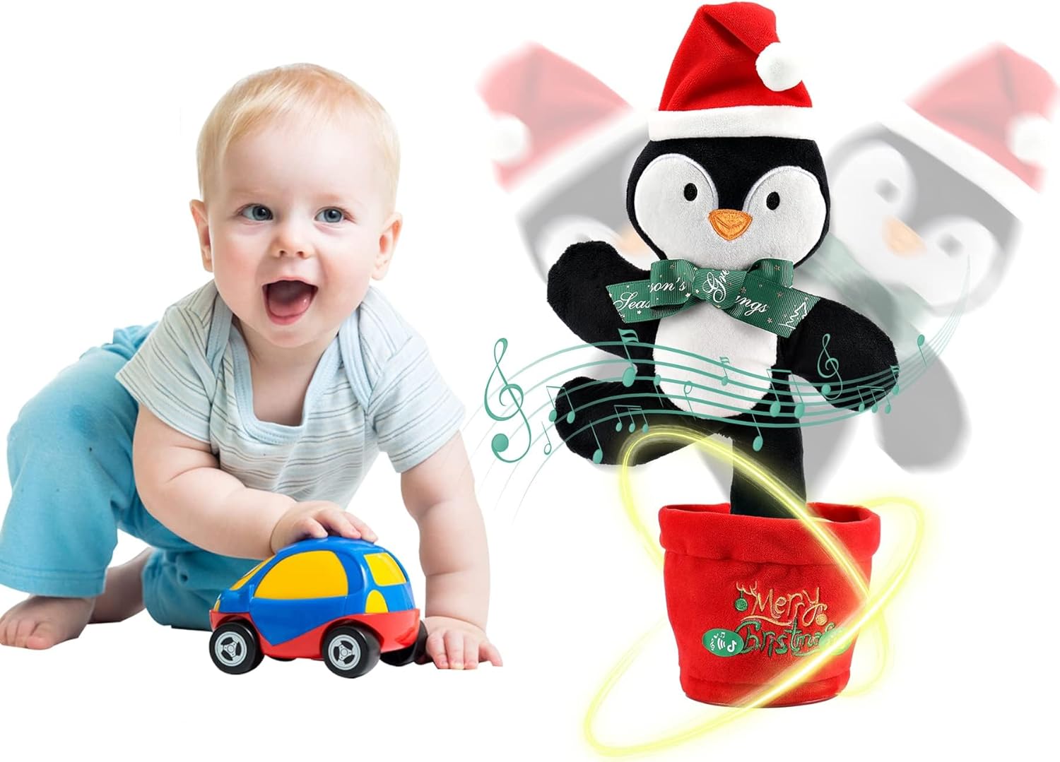 Talking Penguin Plush Toy w/ Music & Lights