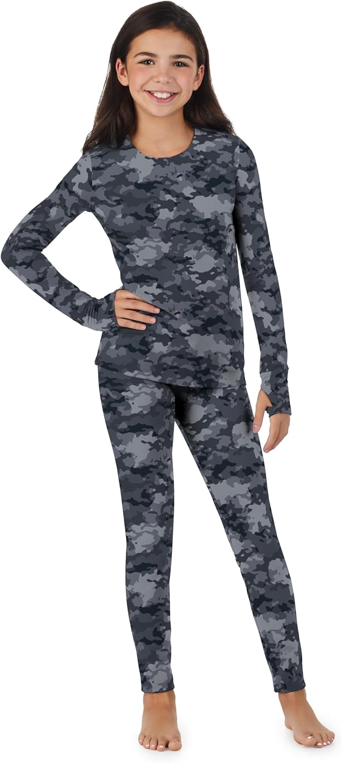 Cuddl Duds Girls Cold Weather Fleece-Lined Thermal Set