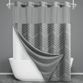 Extra Long No Hook Shower Curtain with Snap-in Liner - Quiet, Hotel