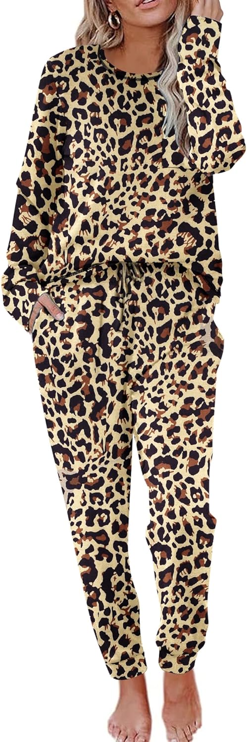 Ekouaer Pajamas Women's Long Sleeve Sleepwear Soft Loungewear Set