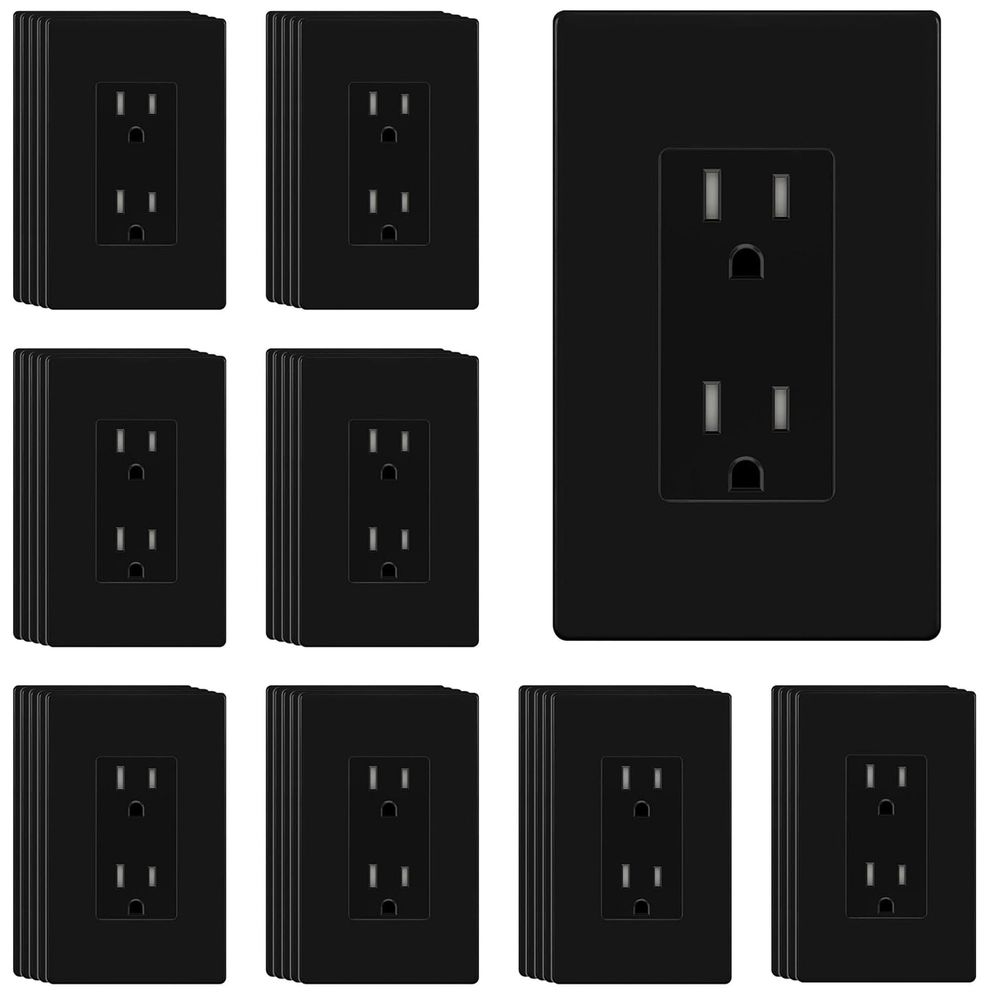 ENERLITES 40 Pack Black Decorator Receptacle for Modern Homes