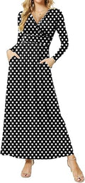 CATHY Women's Deep V-Neck Empire Waist Long Dress - Casual Maxi