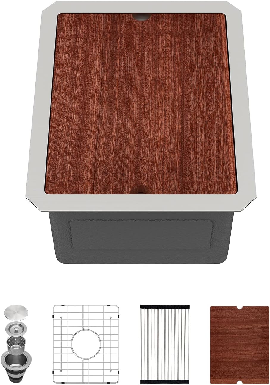 Sarlai 12 x 15 Inch Workstation Bar Prep Sink for Kitchens