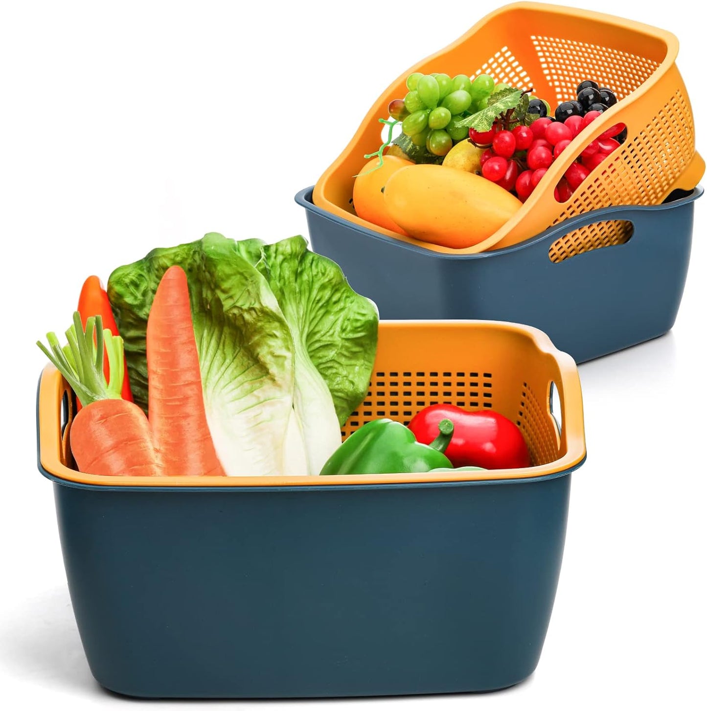 Jucoan Large Kitchen Strainer Set - Double Layer, Detachable