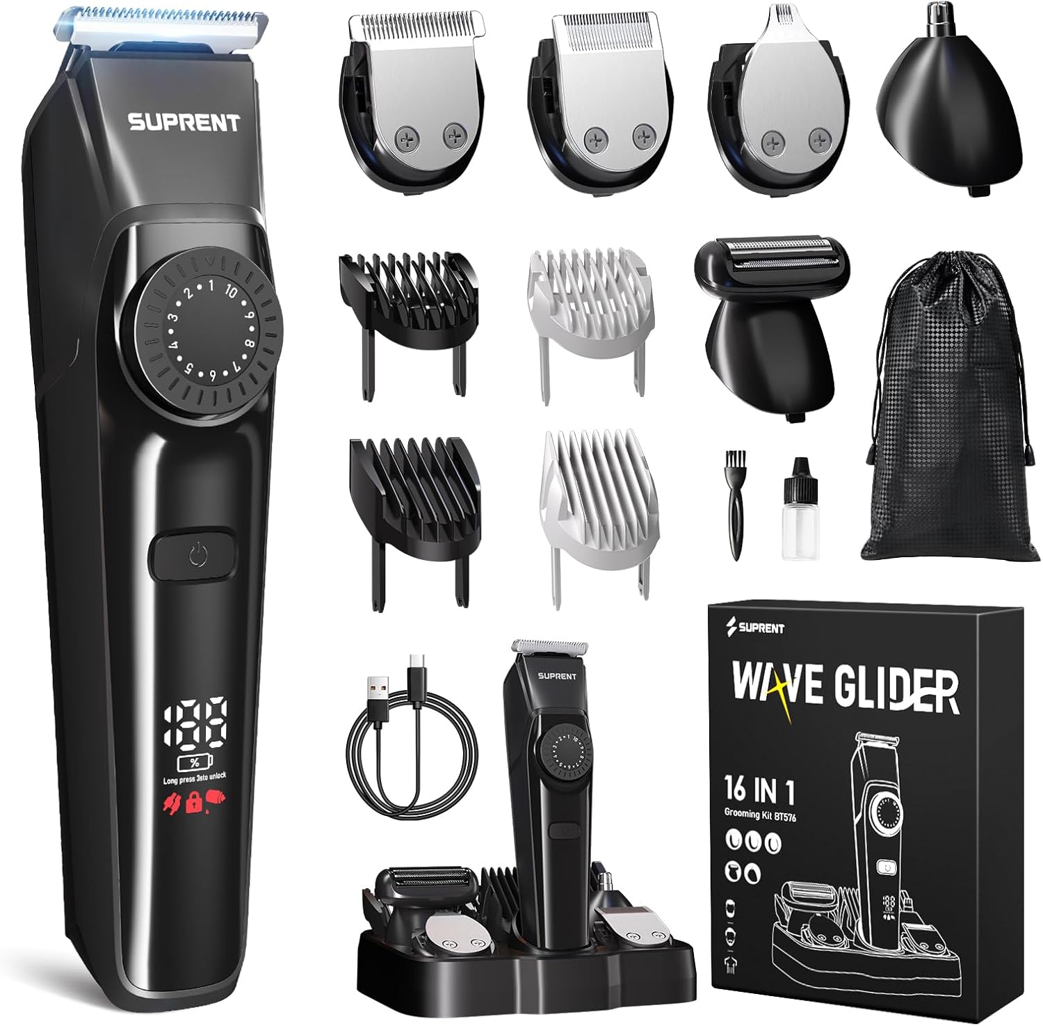 SUPRENT Beard Trimmers for Men - All-in-One Grooming Kit