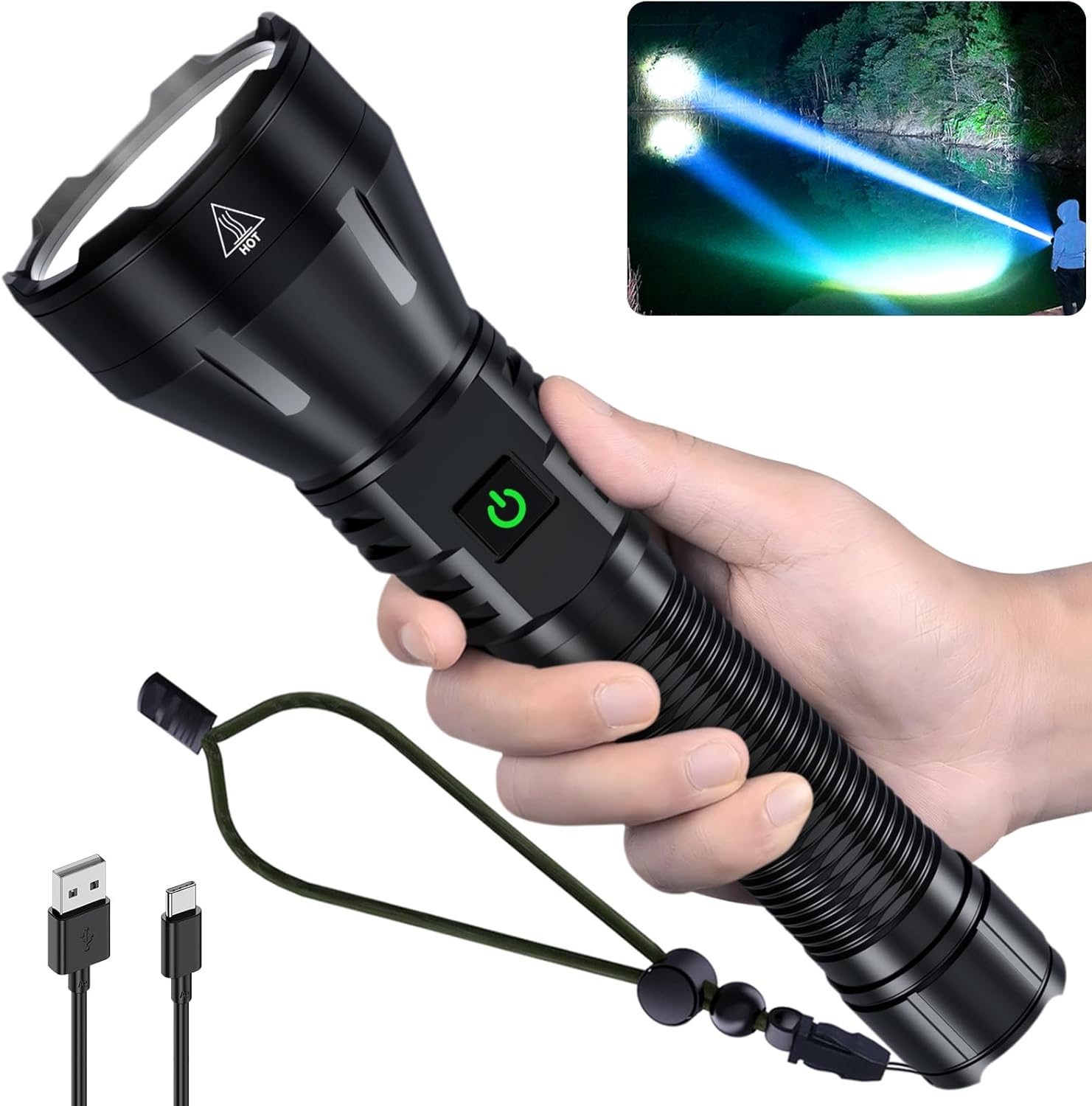 Rechargeable Flashlight 990000 Lumens Super Bright Tactical Light