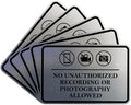 Brushed Silver No Unauthorized Recording or Photography Sign - Medium