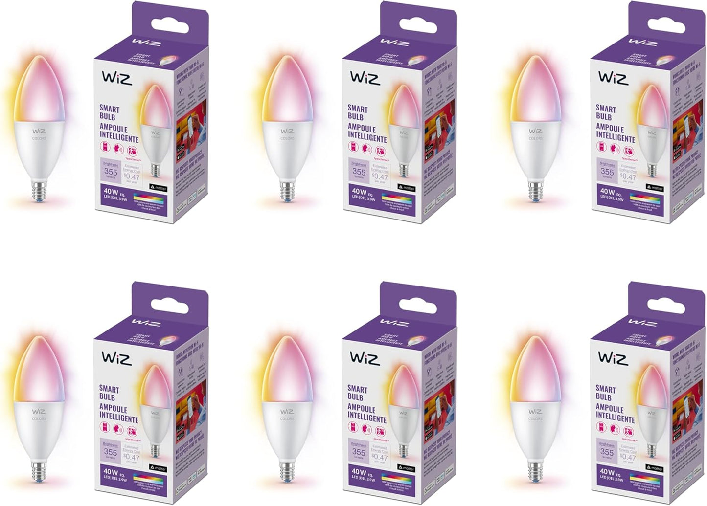 WiZ 40W B12 Candle Bulb Light - Smart Color Changing Bulbs
