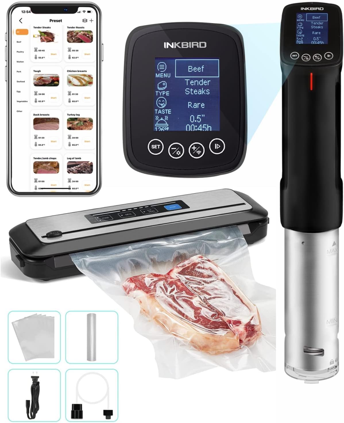 INKBIRD WIFI Sous Vide Cooker ISV-100W with Vacuum Sealer