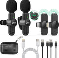 Wireless Lavalier Microphones for iPhone iPad Android - Dual Mics Plug