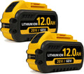 2-Pack 12000mAh Replace for Dewalt 20V 60V Max Battery - Long Runtime