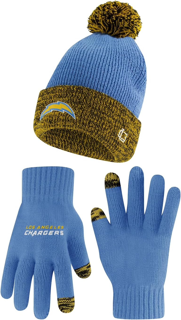 Ultra Game NFL Super Soft Two Tone Winter Beanie and Gloves Set