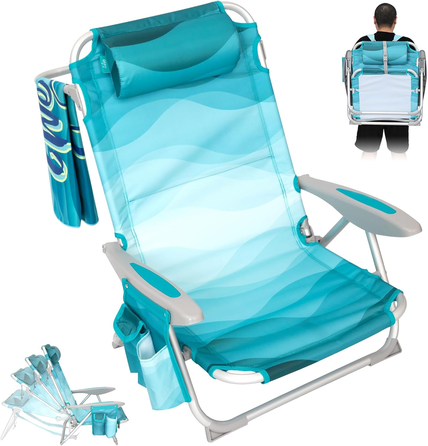 WEJOY Folding Beach Chair for Adults with 4 Adjustable Positions