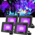 T-SUN 30W LED Black Lights 4 Pack - Bright Waterproof Blacklight