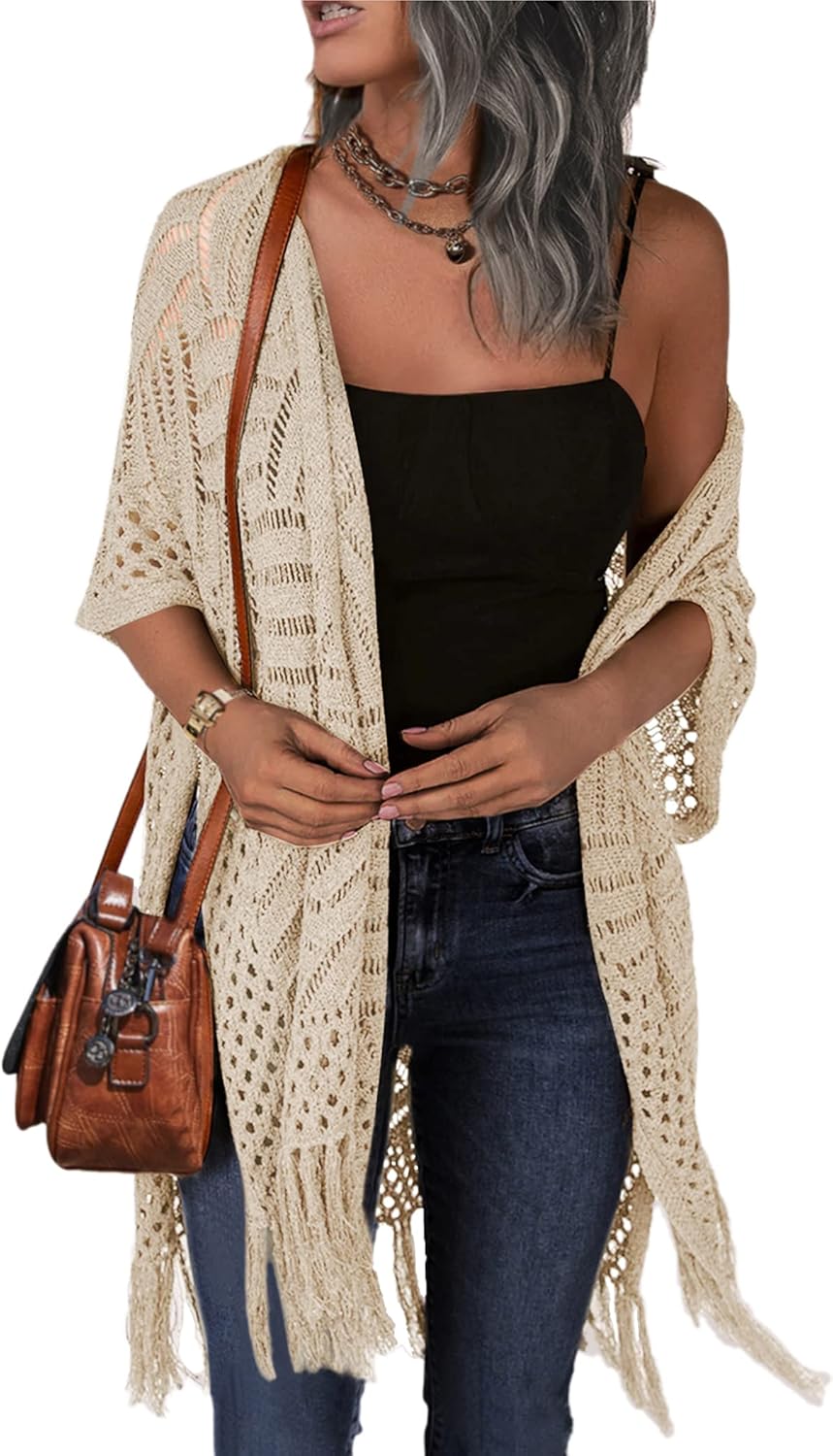 HOTOUCH Womens Knit Cardigan Open Front Lightweight Kimonos