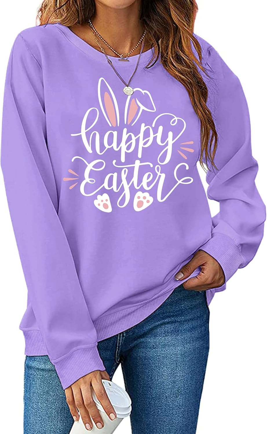 Cute Bunny Graphic Easter Sweatshirt by Juxctpy