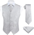 Classic HISDERN Men's 3PC Vest and Tie Set for Weddings and Parties