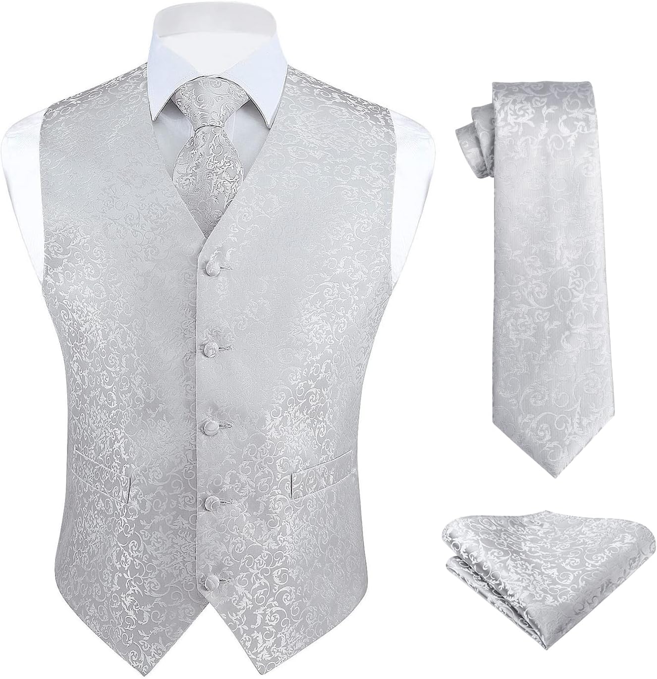 HISDERN Mens Vest Tie Set 3PC for Weddings and Formal Events