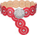 Western PU Leather Belt for Women with Concho Disc - Boho Waist Belt