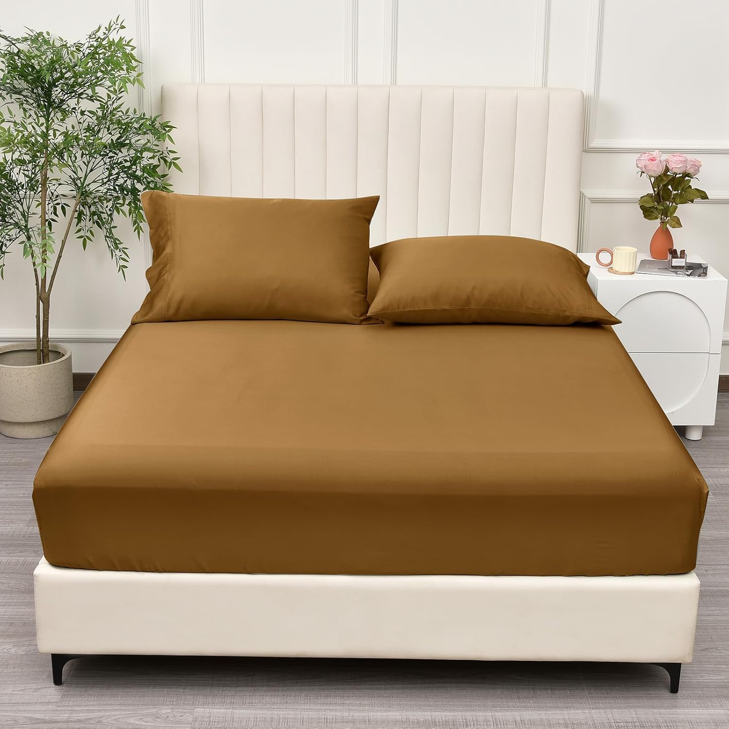 PHF Bamboo Fitted Sheet King Size - Silky Soft & Breathable