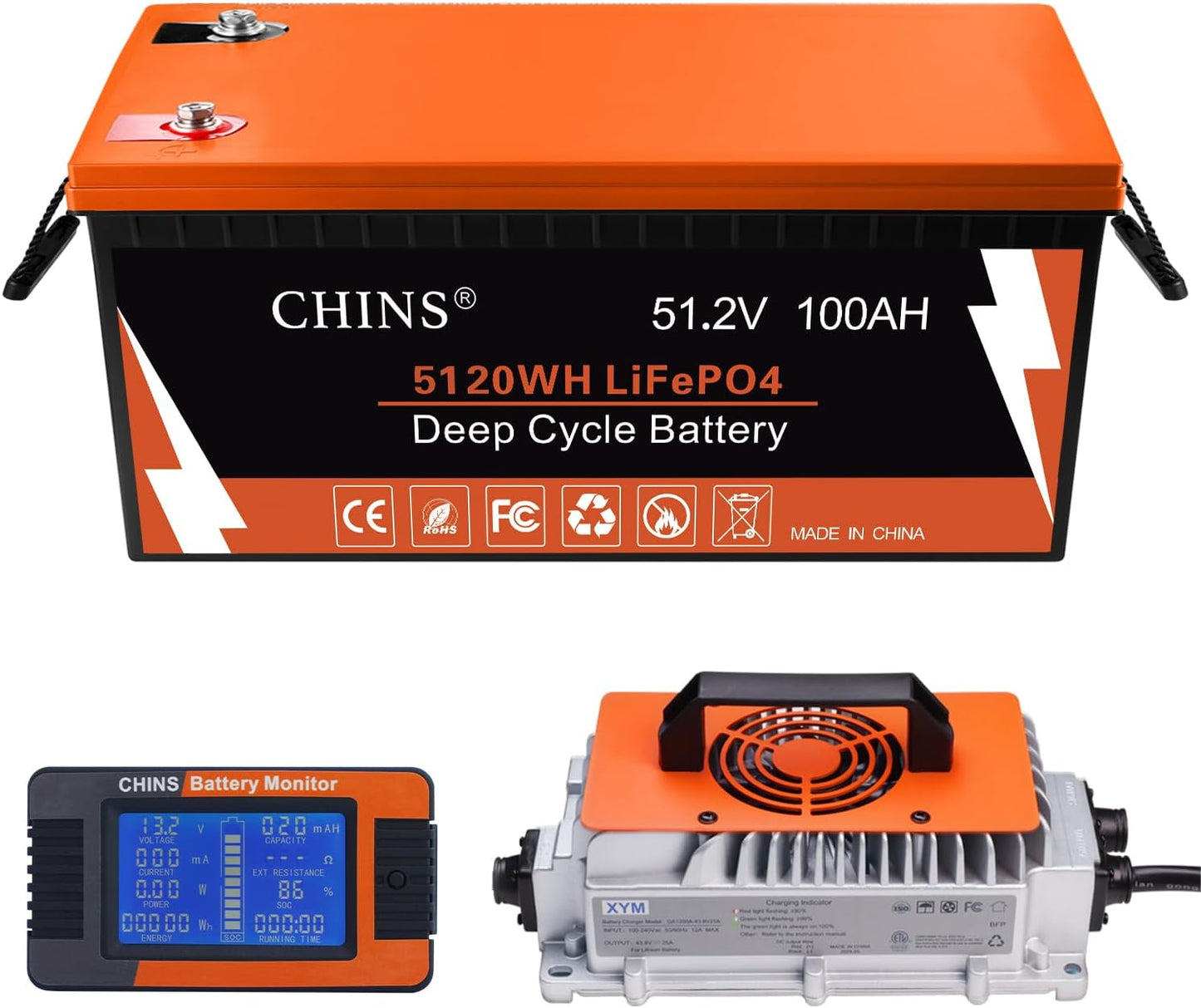 CHINS 48V Lithium Golf Cart Battery with Bluetooth Monitor