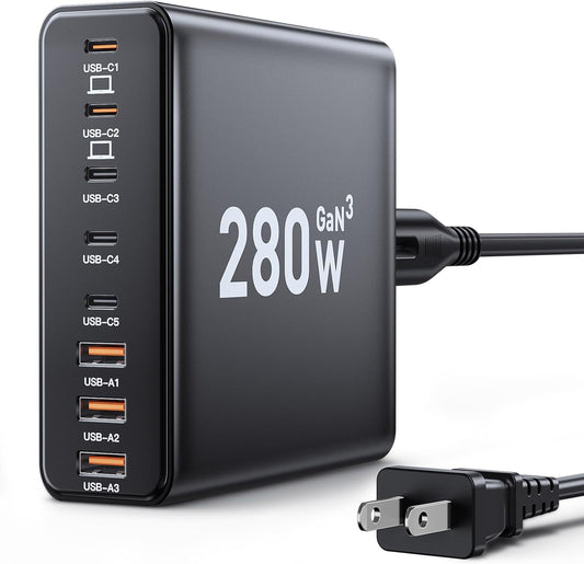 Ediliow 8-Port 280W USB C Charger: Power Up Everything Fast!