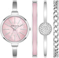 Anne Klein Women's Bangle Watch and Bracelet Set - Light Pink Dial