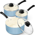 Nonstick Sauce Pan Set 1QT/2QT/3QT - Ceramic, Induction Ready