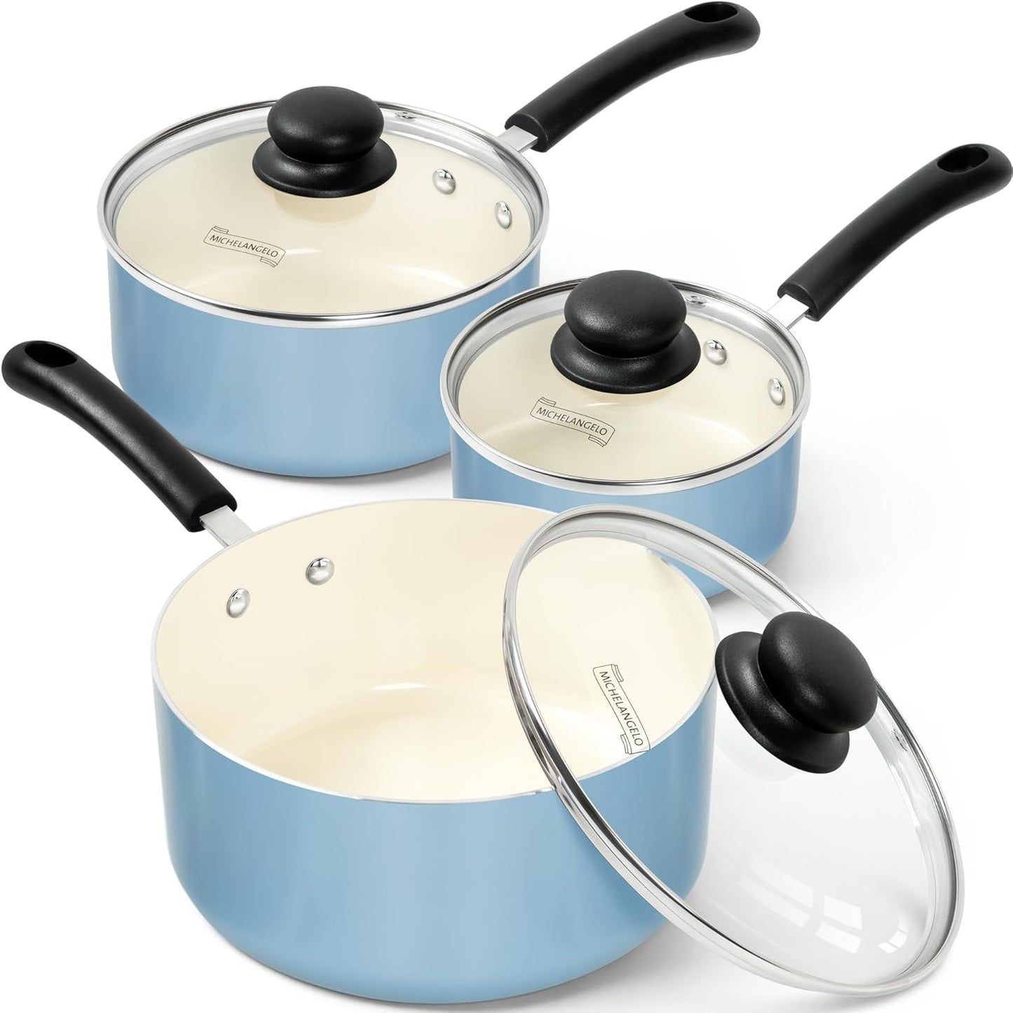 MICHELANGELO Nonstick Sauce Pan Set for Healthy Cooking