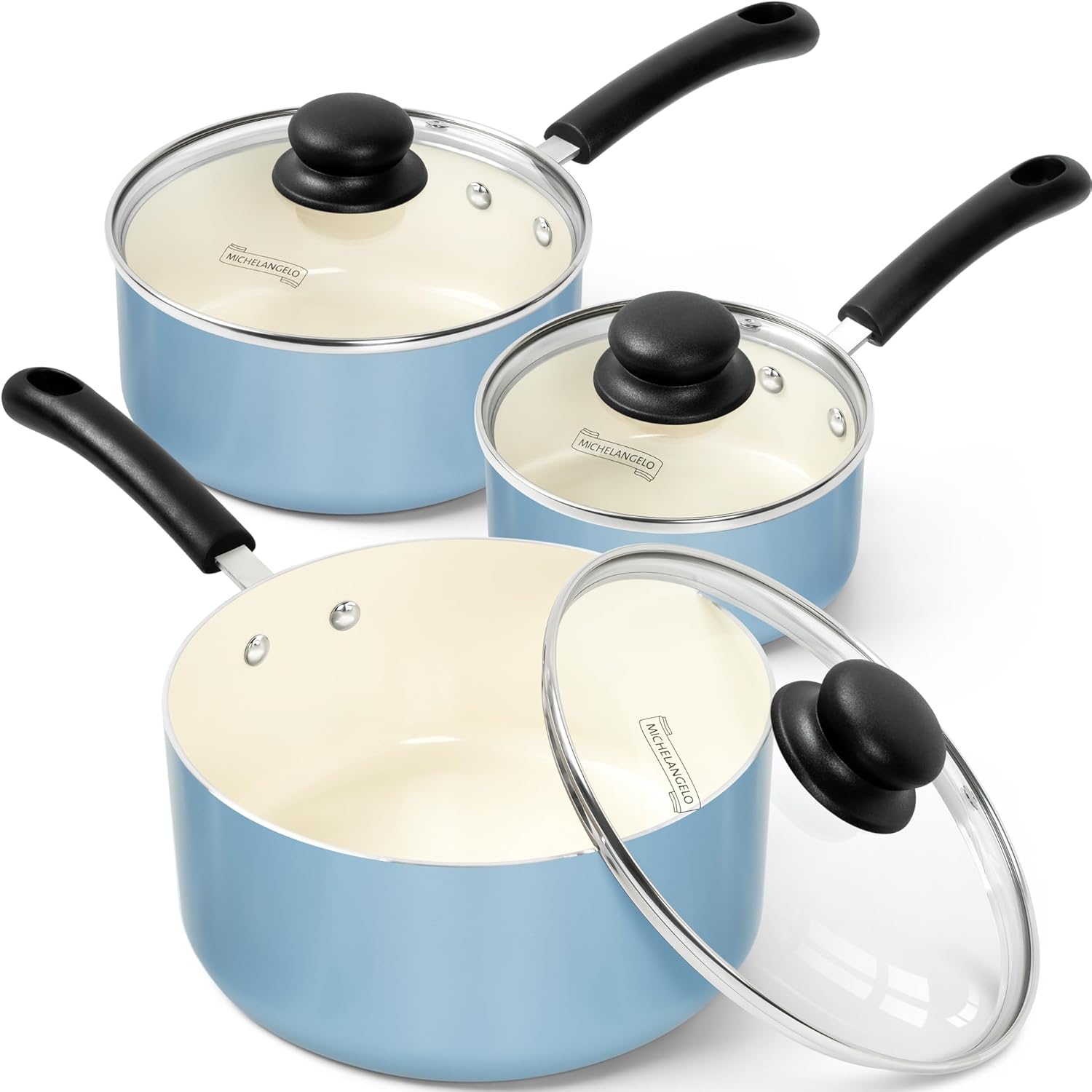 MICHELANGELO Nonstick Sauce Pan Set for Healthy Cooking