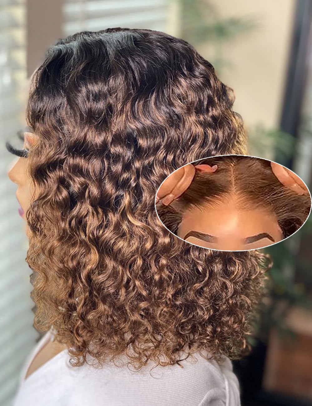 16 Inch Highlight Blonde Glueless Curly Bob Wig for Women