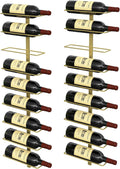 Wall Mounted Wine Rack 18 Bottles - Stylish Gold Display