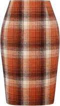 Midi Plaid Skirt Knee Length Pencil Wool Skirt with Slit - Classic