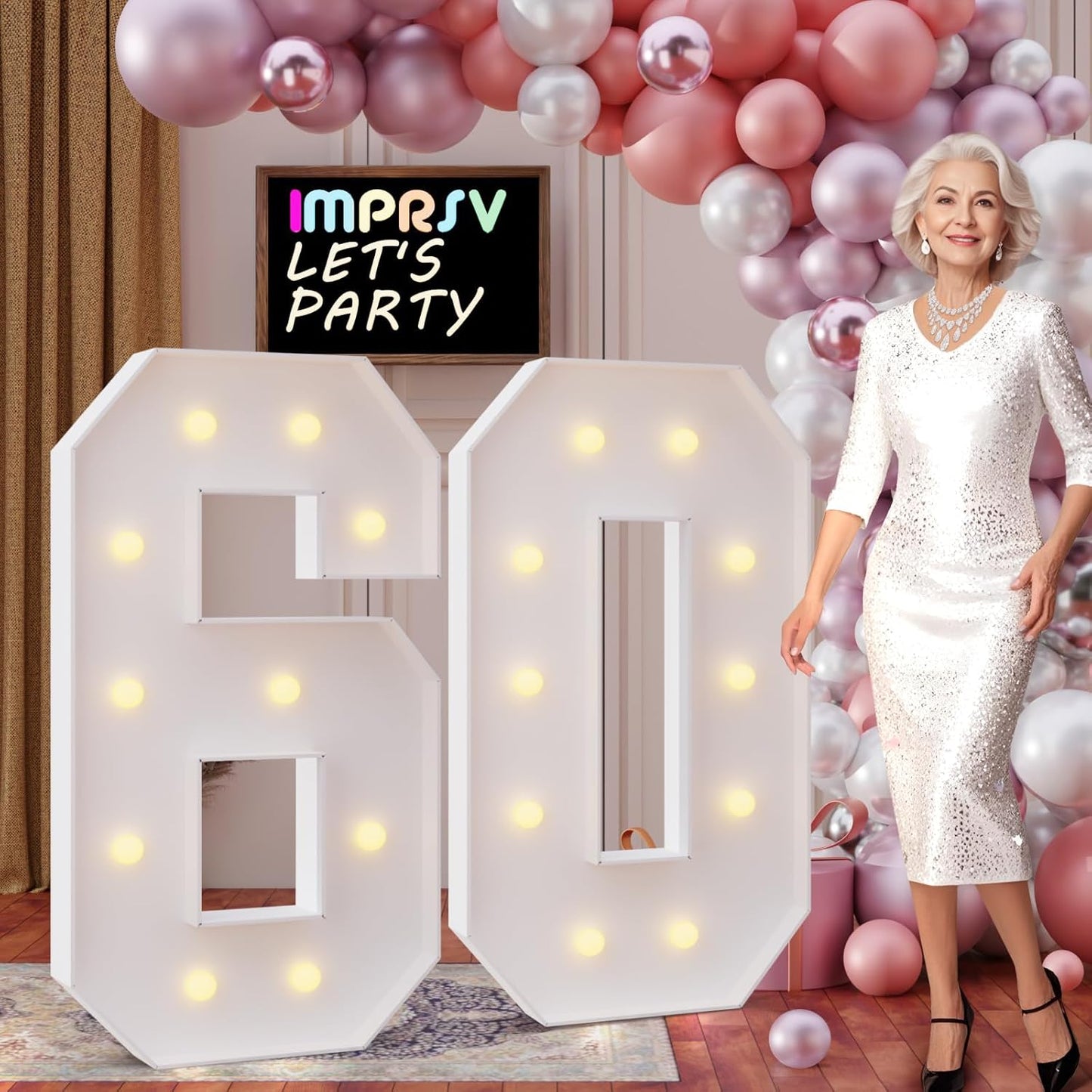 DIY Light Up Numbers 60 for Birthday and Party Decorations