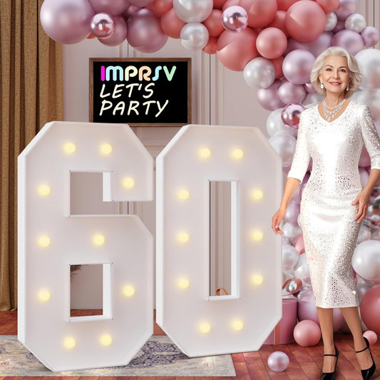 DIY Light Up Numbers 60 for Birthday and Party Decorations