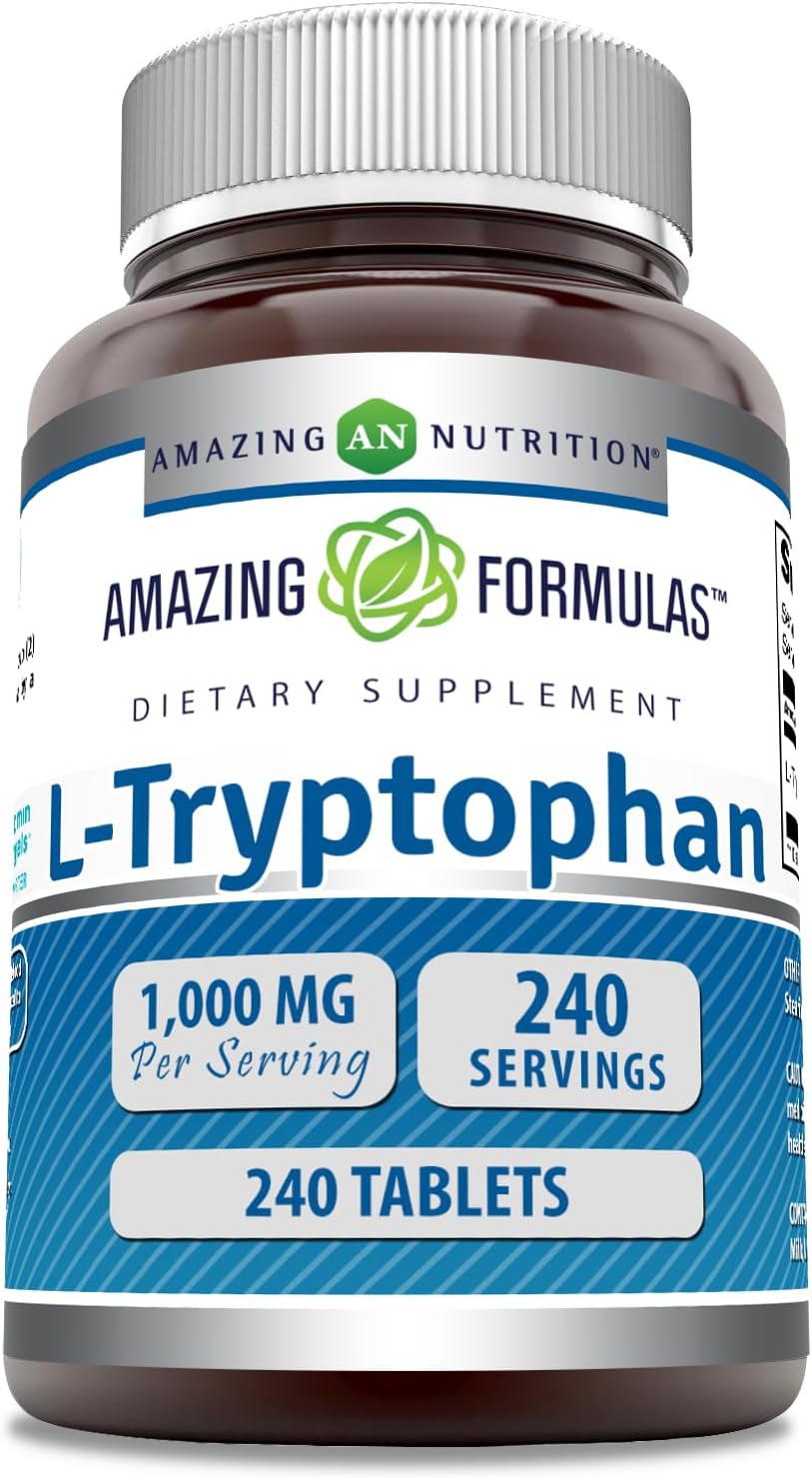 L-Tryptophan 1000mg Tablets Supplement for Relaxation and Mood