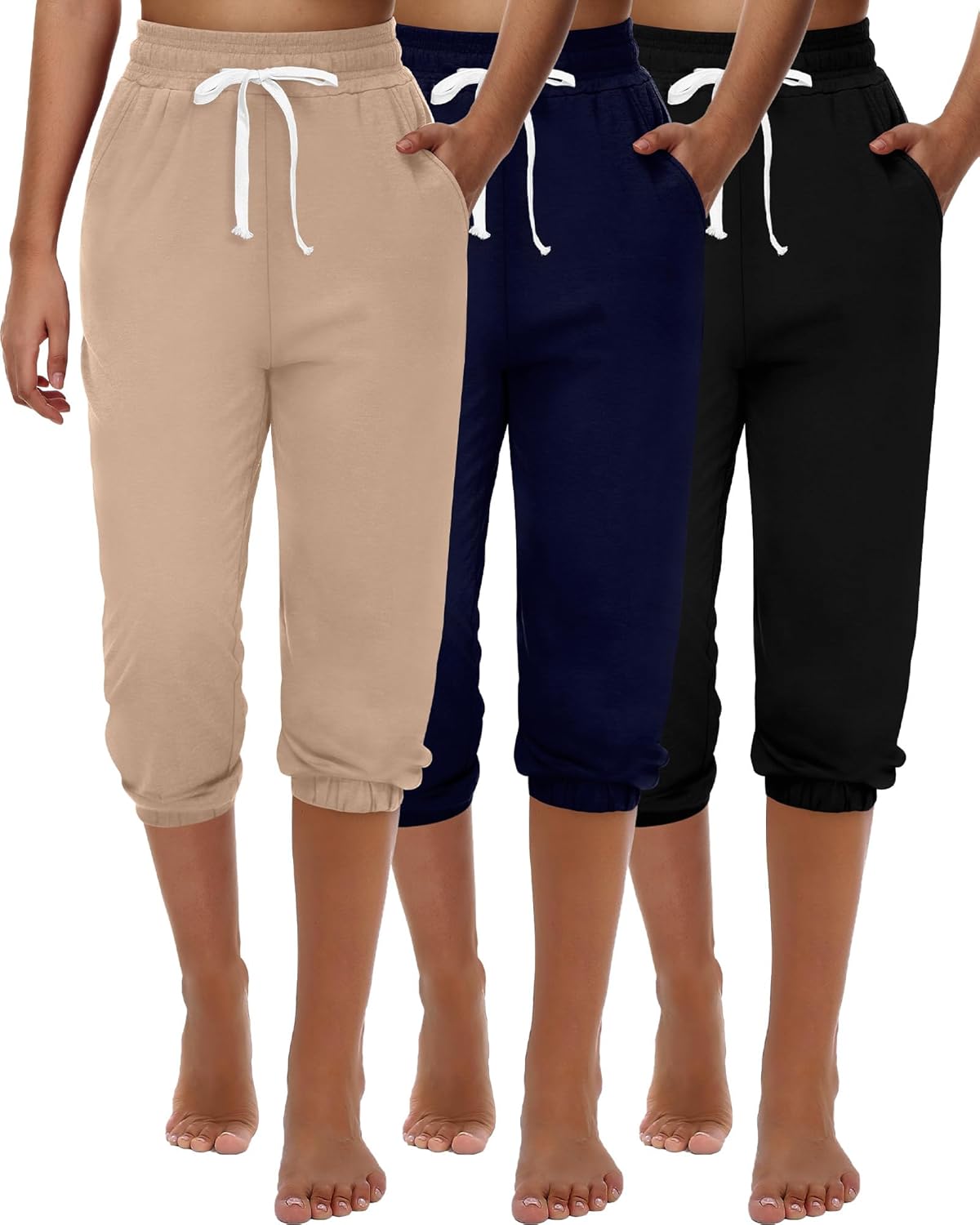 Ficerd Women's Capri Sweatpants Joggers for Summer Comfort