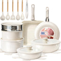 KIKCOIN Ceramic Nonstick Pots and Pans Set for Healthy Cooking