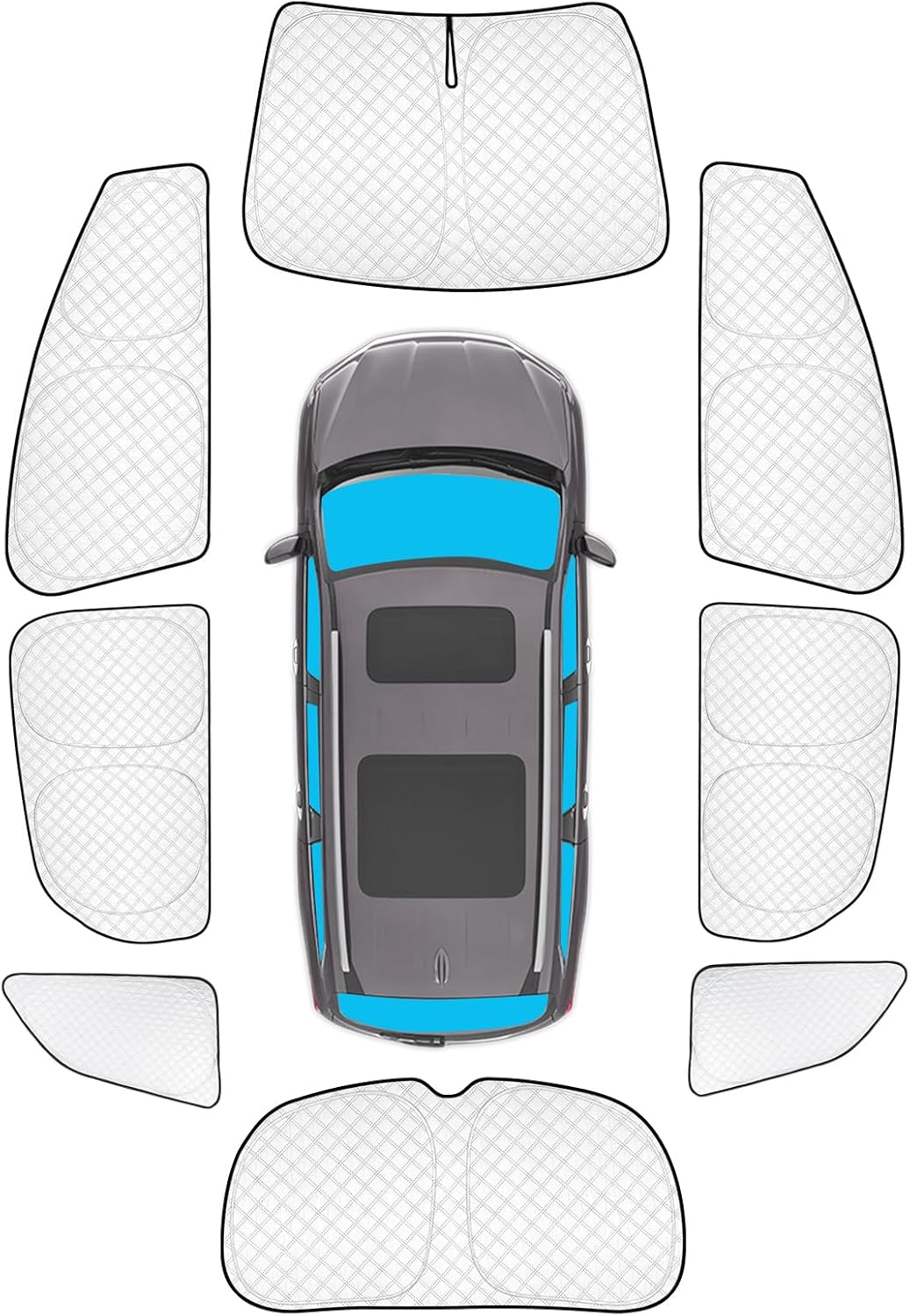 KMF 8pcs Thicken Full Window Sun Shades for Honda Pilot 2016-2022