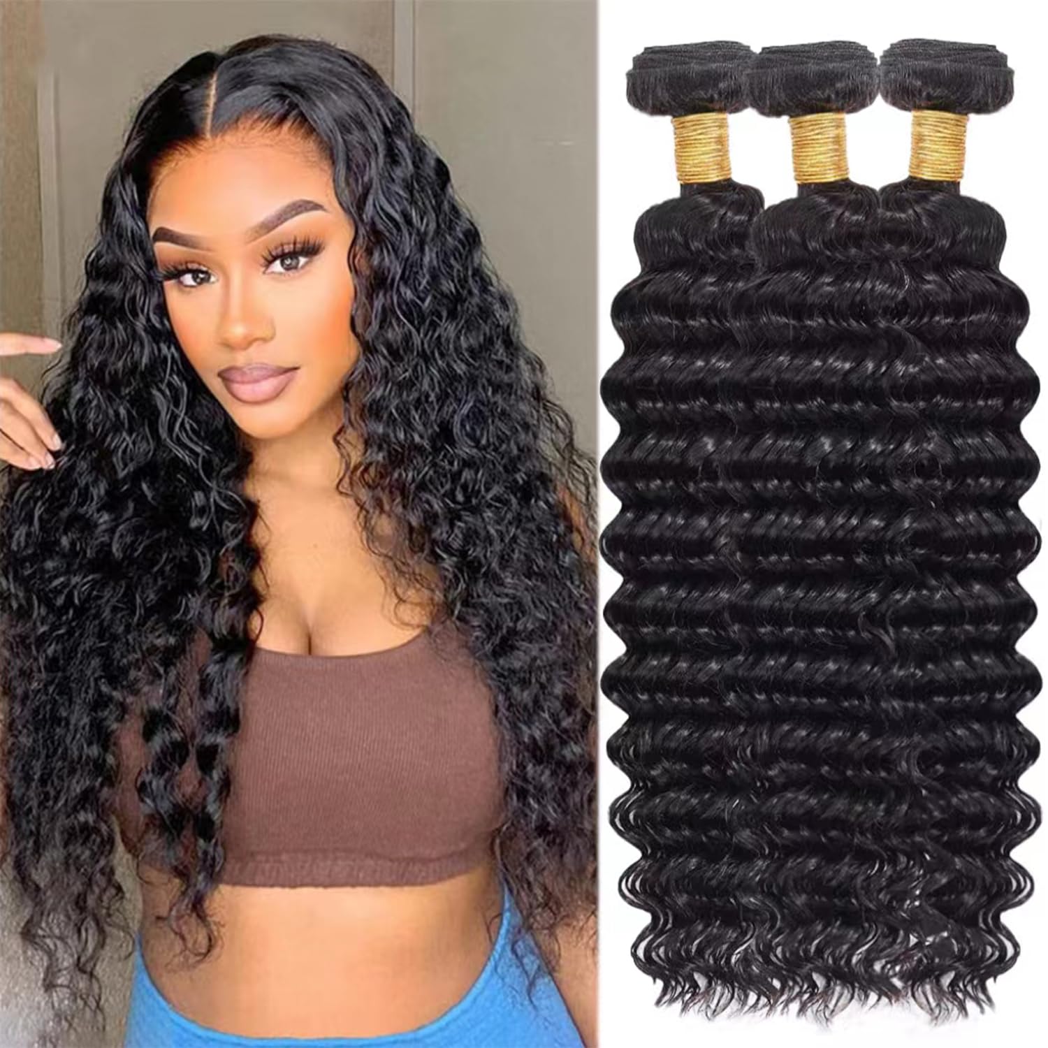 Deep Wave Bundles Human Hair 16 18 20 Inch for Stunning Styles
