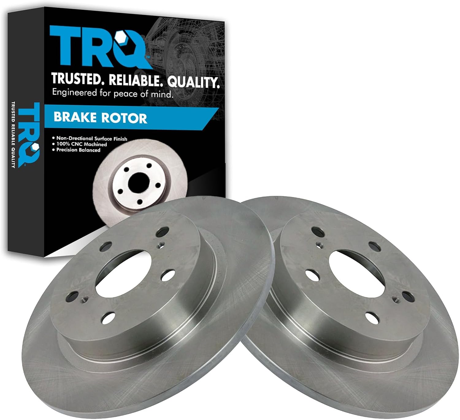 TRQ Rear Brake Rotors Set Solid for 2011-2016 Scion tC