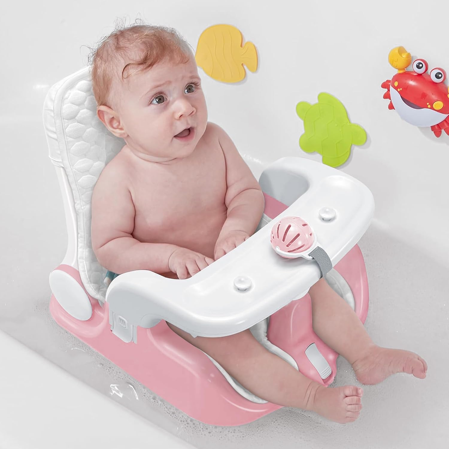 BabyBond Baby Bath Seat with 2 Modes and Powerful Suction Cups