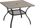 VICLLAX 37.8 in Square Outdoor Patio Table - Durable All-Weather Top