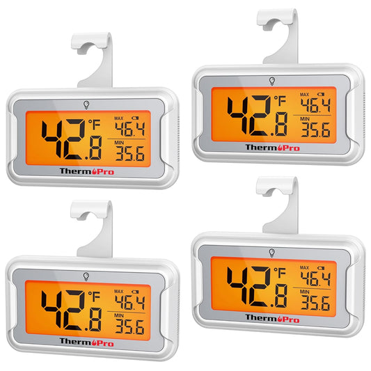 ThermoPro Refrigerator Thermometer with Large Backlit LCD Display