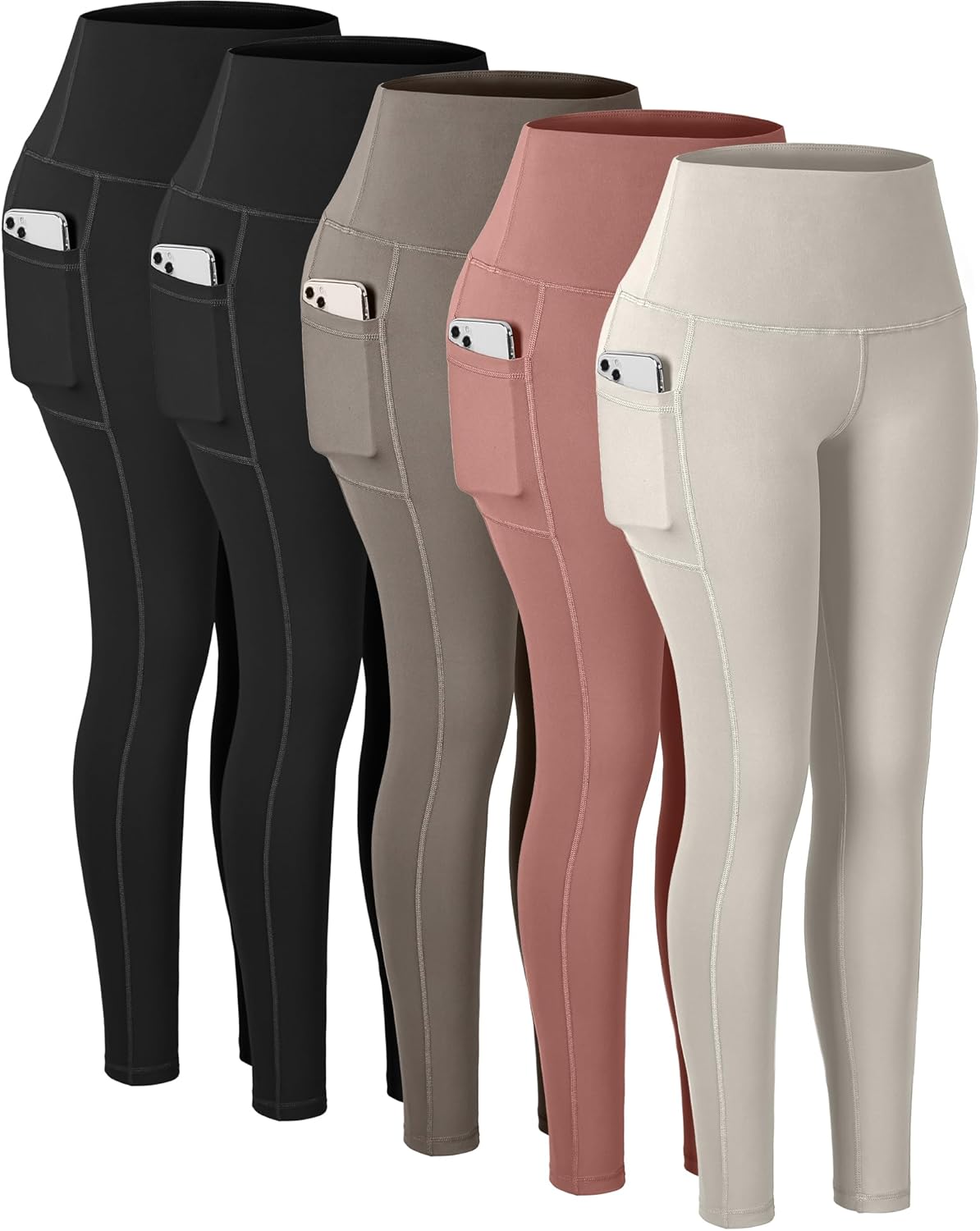 High Waisted Tummy Control Leggings with Pockets for Women