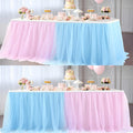 2 Pack 6ft Pink and Blue Tulle Table Skirt for Gender Reveal - Soft