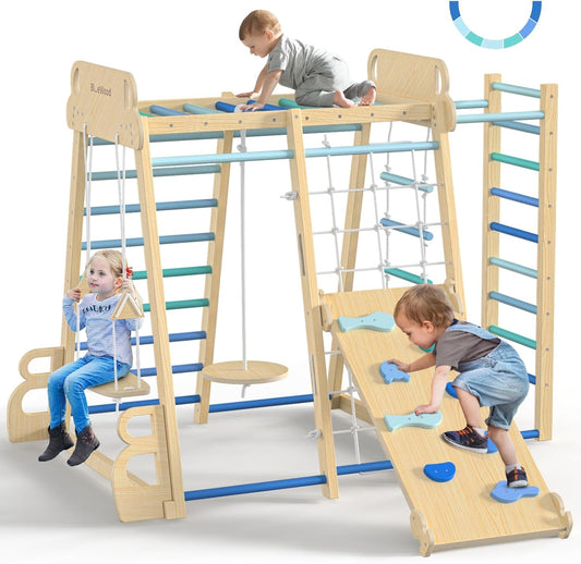 Upgraded Indoor Playground 9-in-1 Jungle Gym for Kids Fun
