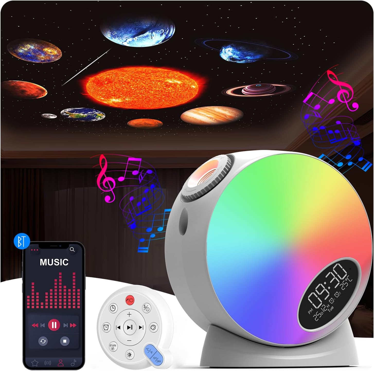 Orbislux Galaxy Projector: 13-in-1 with White Noise & Bluetooth